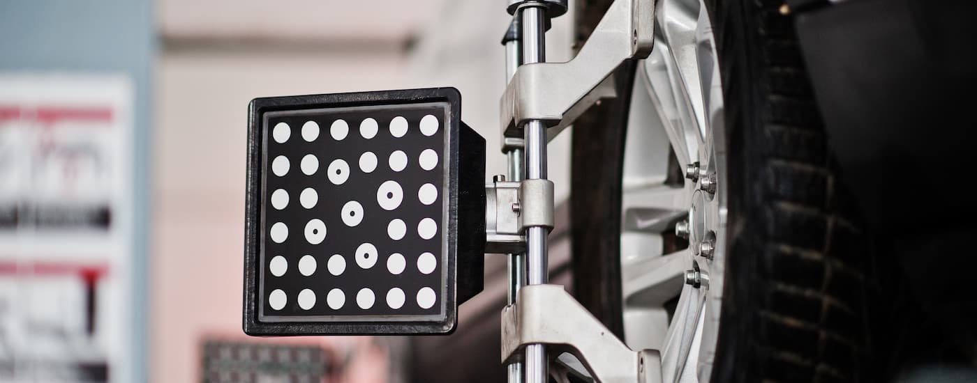 Vehicle getting a wheel alignment