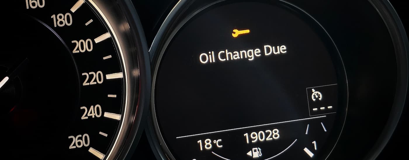 Oil change light on a vehicle's dashboard