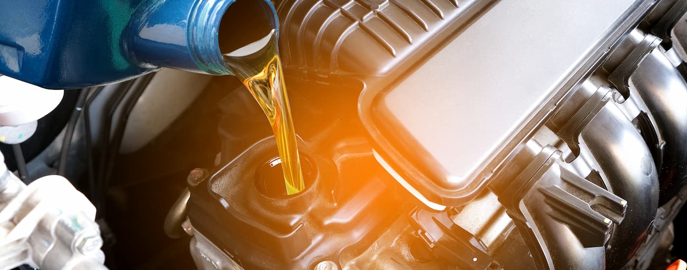 Oil being put into an engine